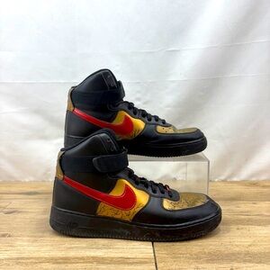 Nike Air Force 1 High Utility 2.0 Black/Red/Gold Custom‎ Painted Men’s Size: 10